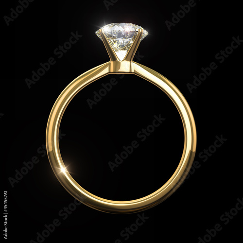 Diamond ring - - isolated on black background with clipping path photo
