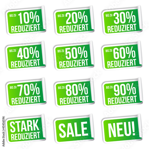 Reduziert - bis zu 90 Prozent - Sticker - Rechteck - Grün