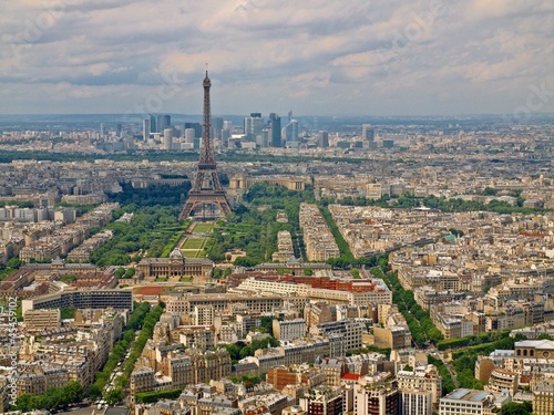 Paris city aerial view from Montparnasse tower. Eiffel tower © bokstaz