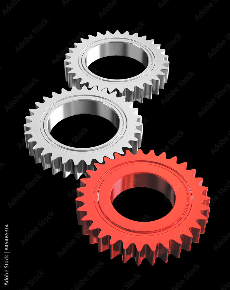 Gears on black background - clipping path Gears on black background - clipping path