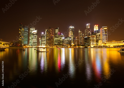 A view of Singapore business district in the night time.