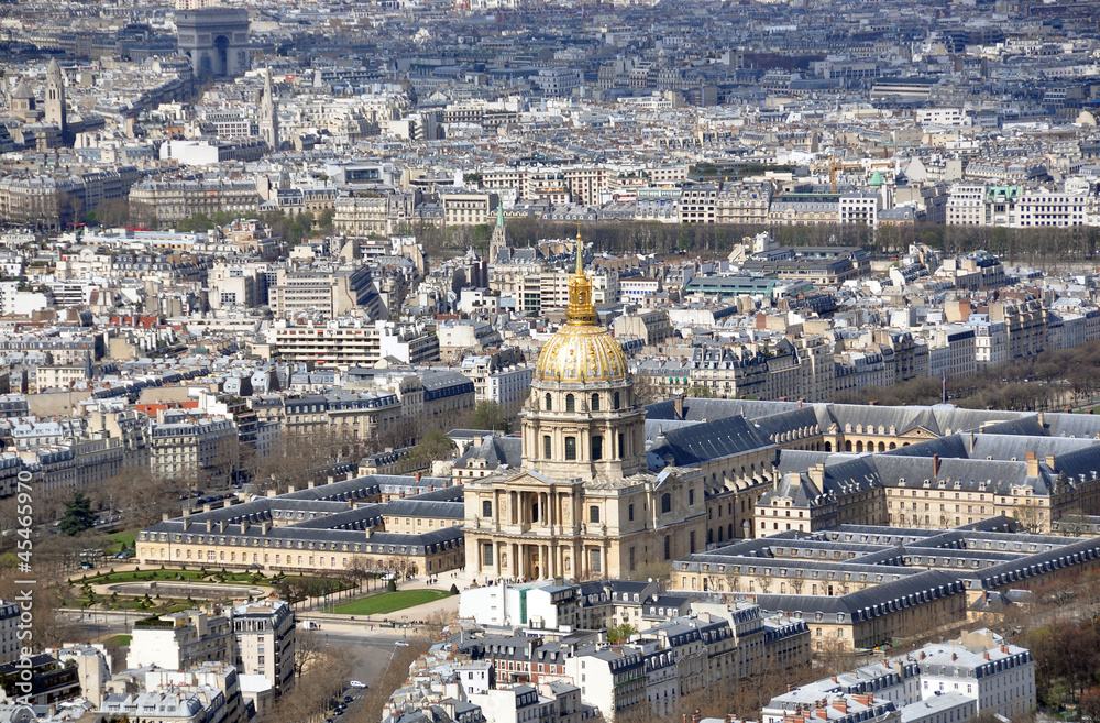 Aerial view of Les Invalides in Paris, France