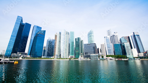 Wide Panorama of Downtown Skyline Singapore