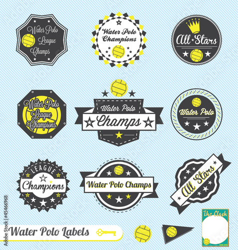 Vector Set: Retro Water Polo League Labels and Badges