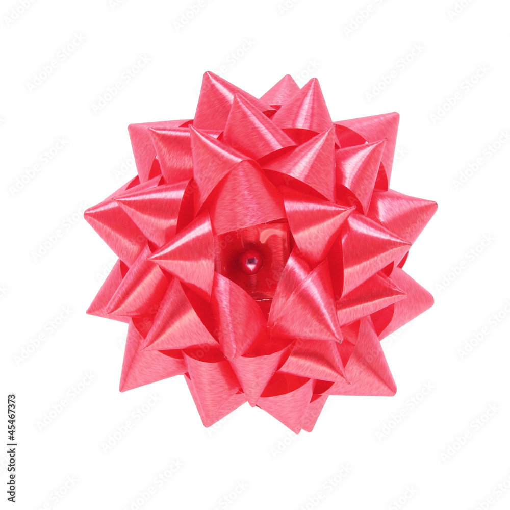 red gift bow isolated on white background with clipping path
