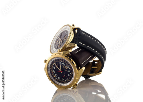 Mens luxury wrist watches on white