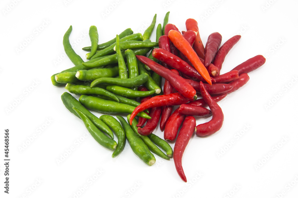 hot thai chilli peppers on white background hot thai chilli peppers on white background