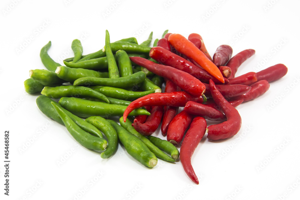 hot thai chilli peppers on white background hot thai chilli peppers on white background
