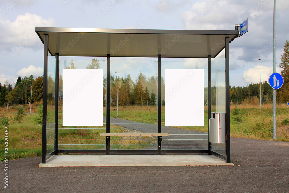 Bus Stop Shelter with Two Blank Billboards Bus Stop Shelter with Two Blank Billboards