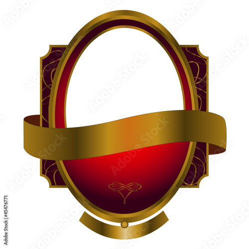 red and gold framed label