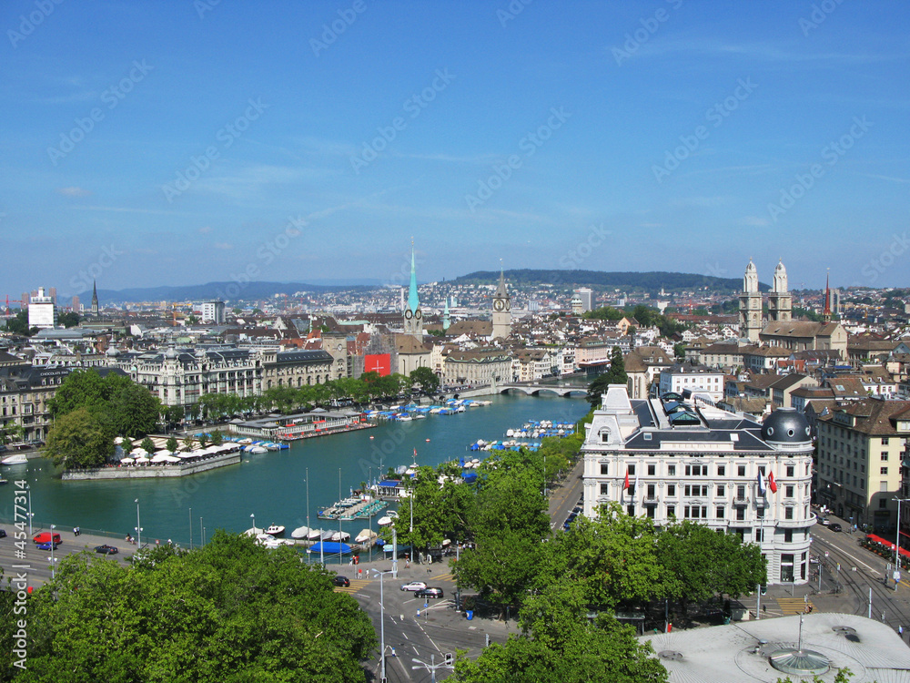 Fototapeta premium Aerial view of Zurich
