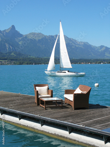 Romantic view to the lake Thun, Switzerland