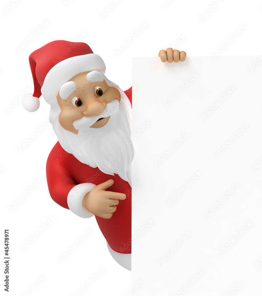 Santa claus with sheet of paper, work-path included