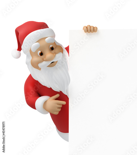 Obraz na płótnie Santa claus with sheet of paper, work-path included w salonie