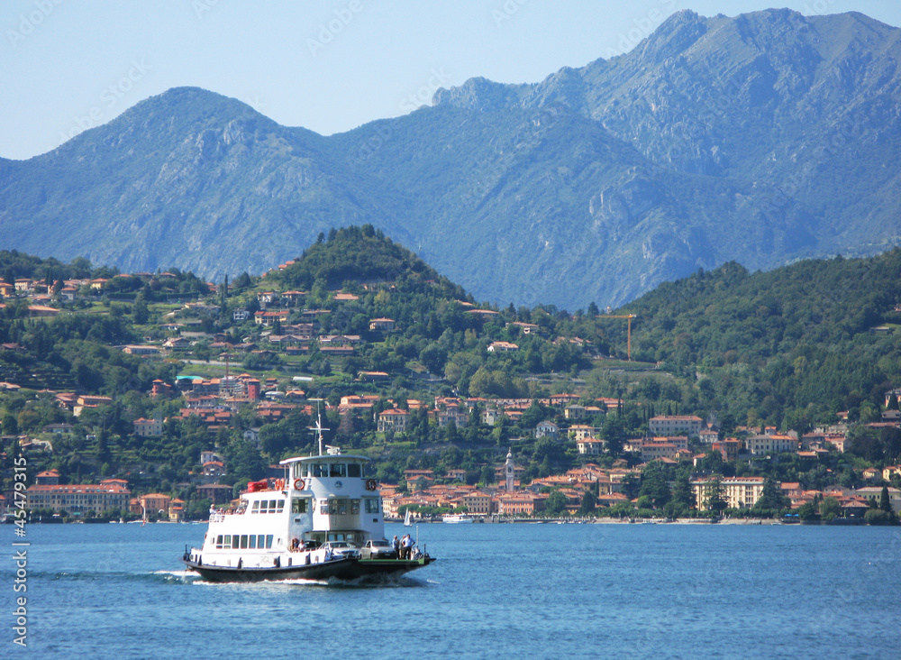 Ferry passing lake Como, Italy