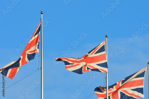 three union flags flying