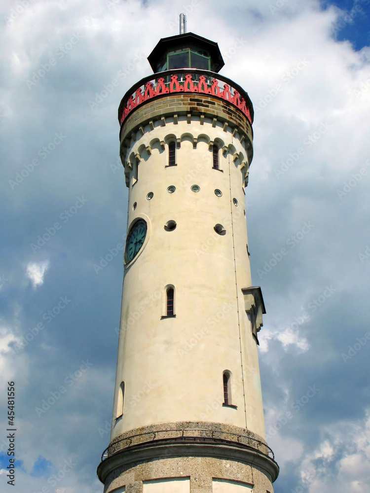 Lighthouse in the port of Lindau island, Germany