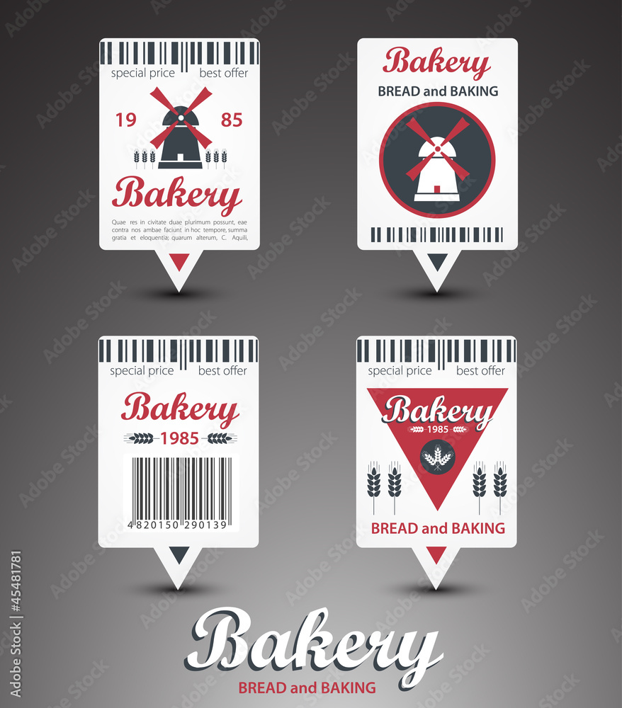 Set of bakery labels. Vector