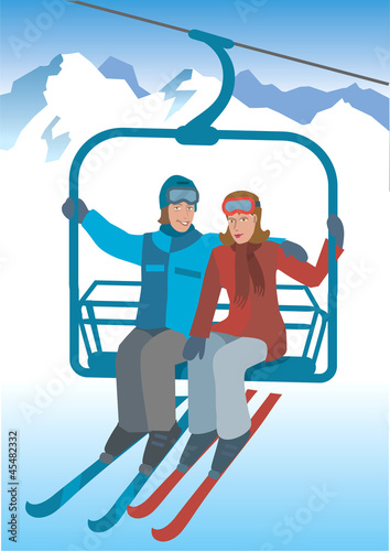 Skier  on the lift