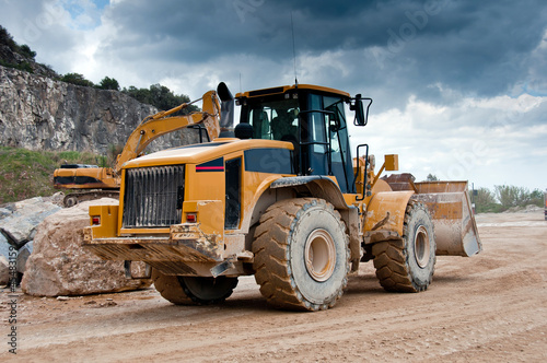 bulldozer excavator in quarry