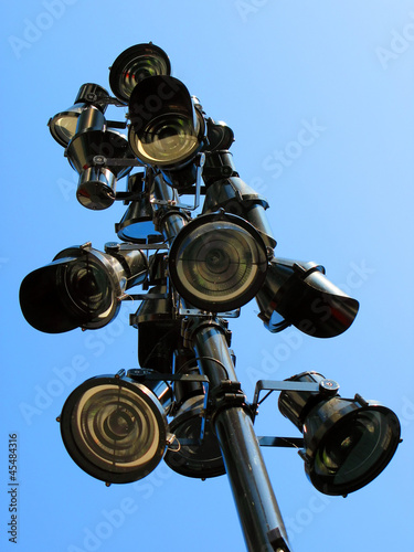 Lamppost against blue sky