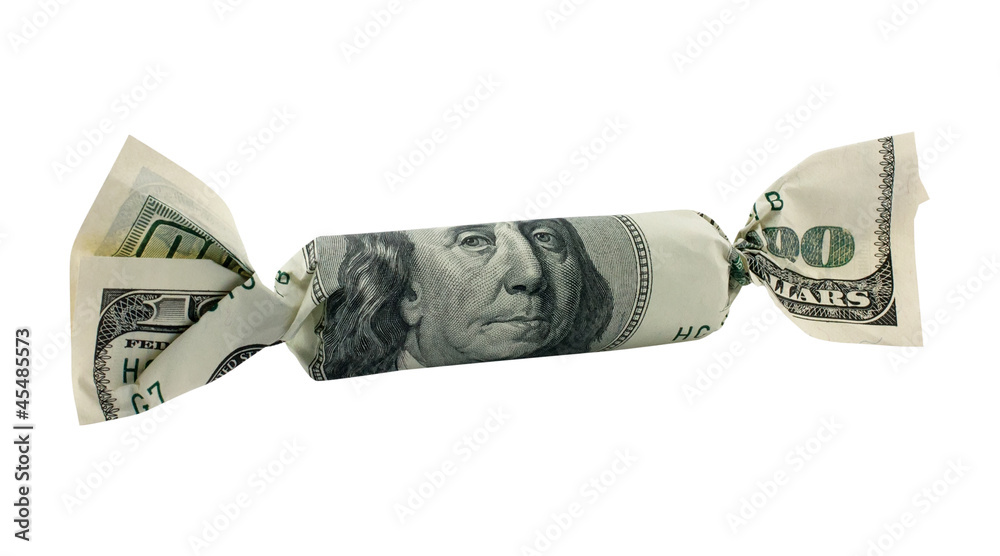 Hundred dollars candy isolated with clipping path Hundred dollars candy isolated with clipping path