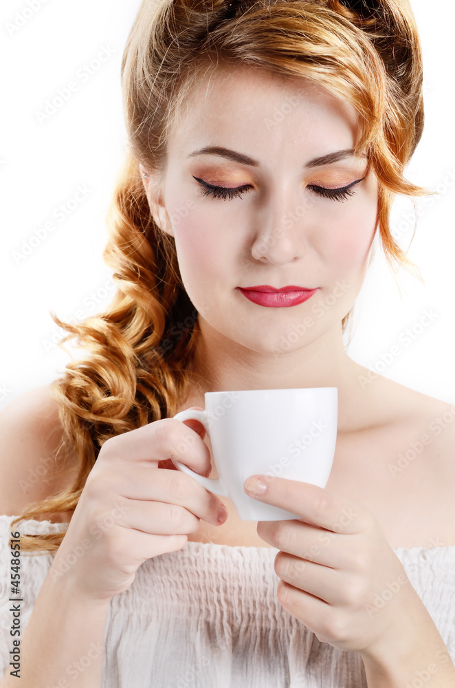 Woman with coffee cup Woman with coffee cup