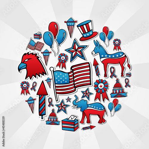 USA elections sketch style icons