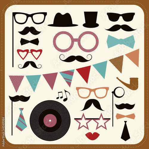 Set of retro party elements.