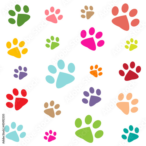 colored pattern with paw prints