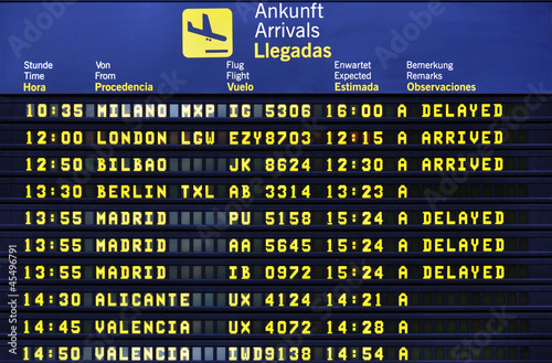 Airport arrival board photo