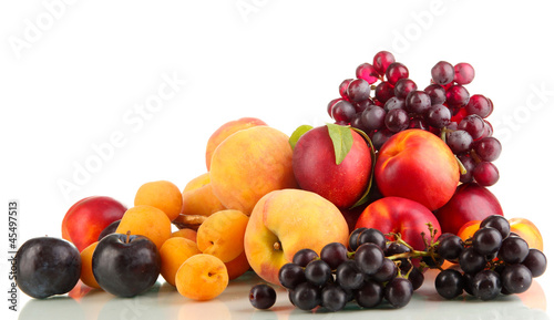 Ripe fruit and berries isolated on white