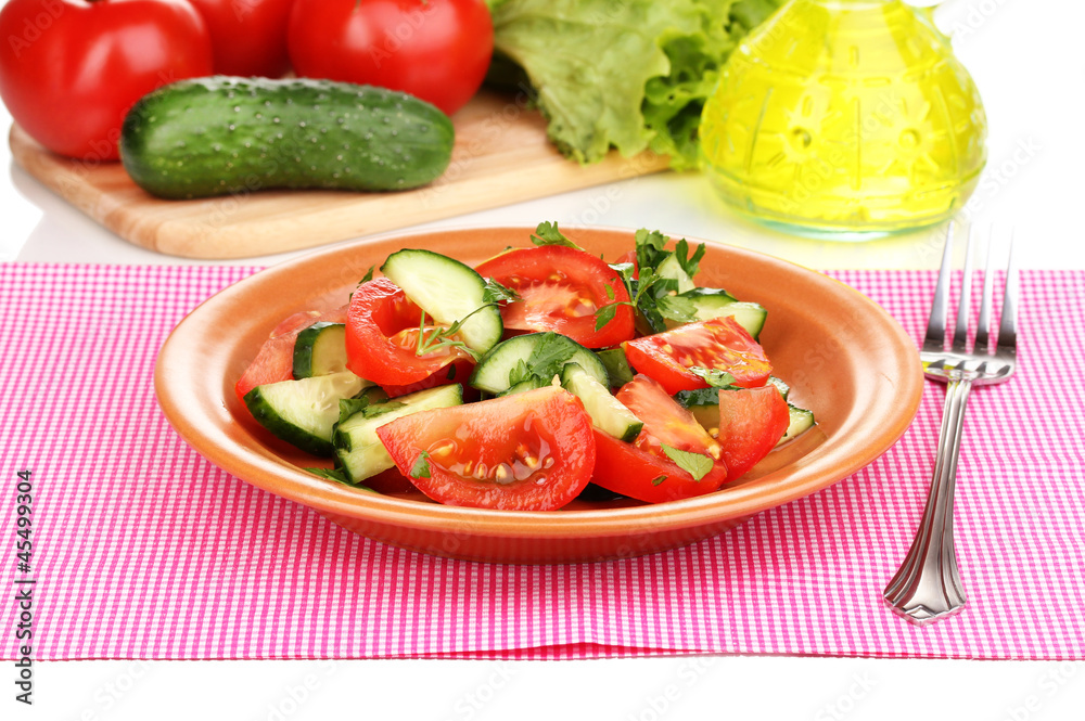 Fresh salad with tomatoes and cucumbers Fresh salad with tomatoes and cucumbers