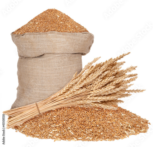 Fototapeta Bag and a sheaf of wheat
