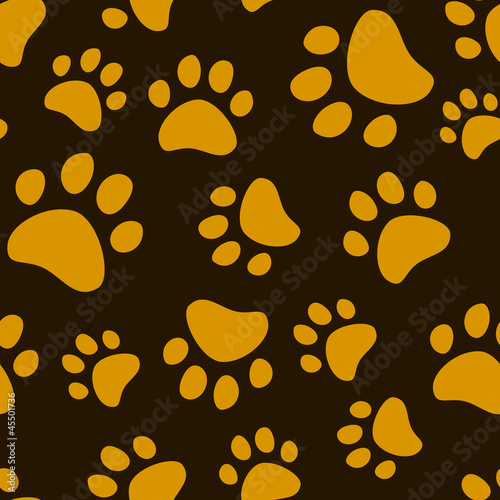 Cat footprint seamless pattern, vector