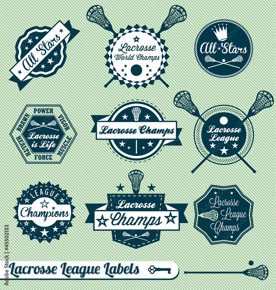 Vector Set: Retro Lacrosse League Labels and Badges