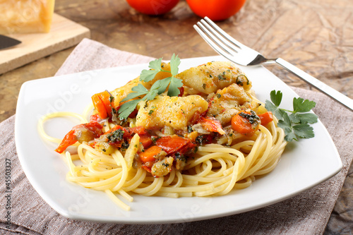 Pasta with fresh grouper fillet