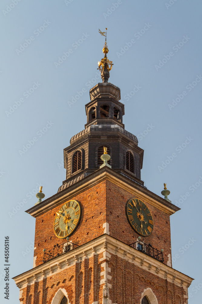 Town hall tower on main square of Krakow