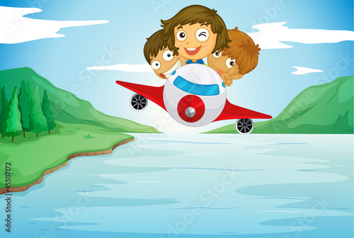 kids and aeroplane