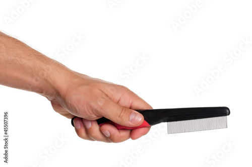 Hand with pets comb