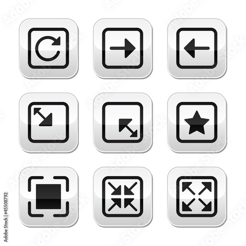 Website screen size buttons set - full screen, minimize, refresh