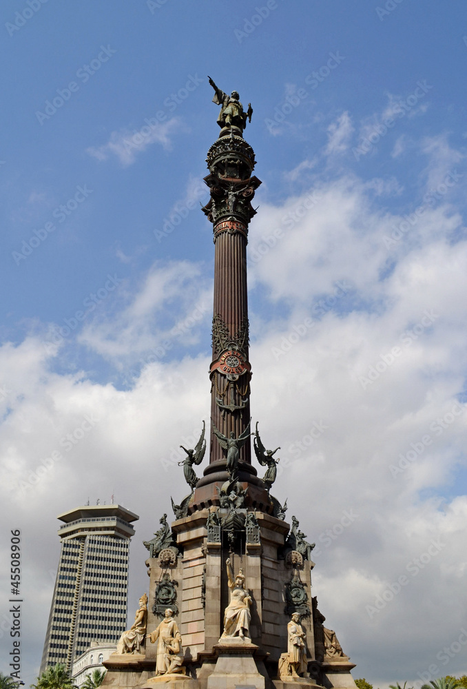 Christopher Columbus monument in Barcelona, Spain