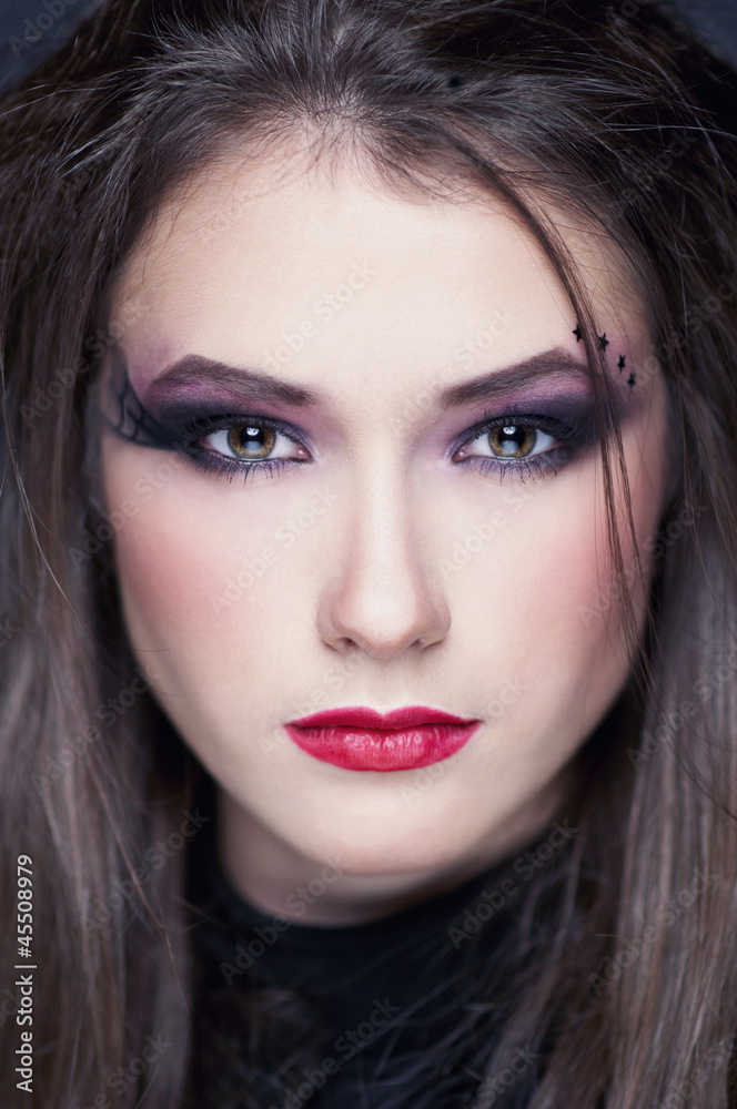 beautiful girl with make-up style halloween beautiful girl with make-up style halloween