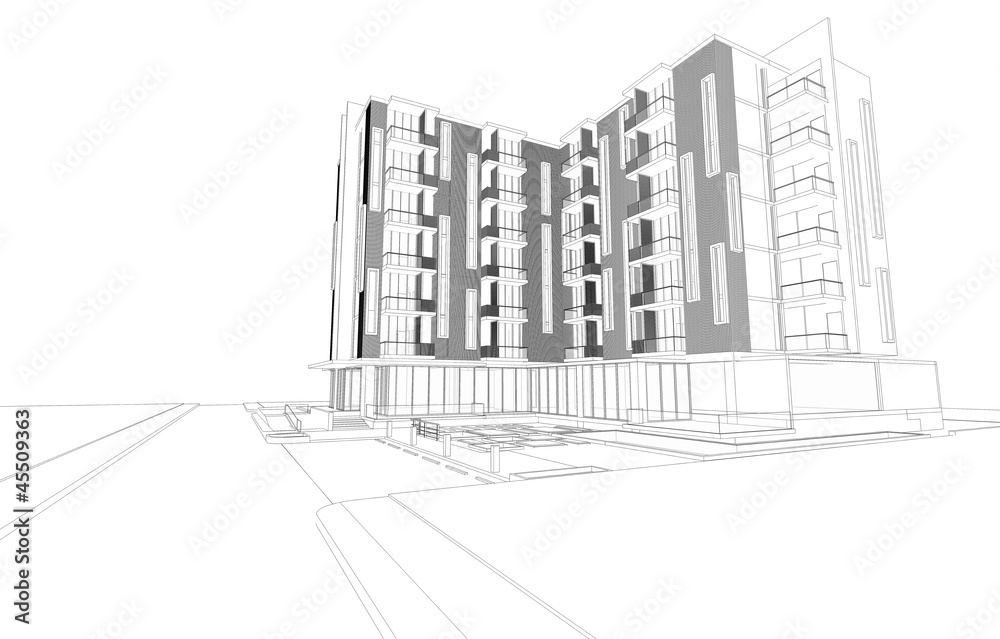 Wireframe of building