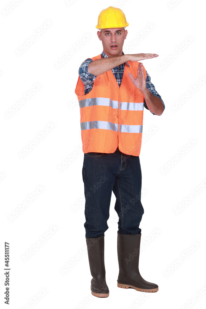 Man making time-out gesture Man making time-out gesture