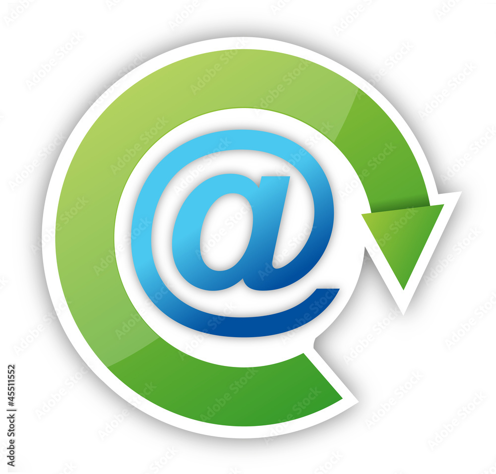email icon with green arrow sticker over email icon with green arrow sticker over