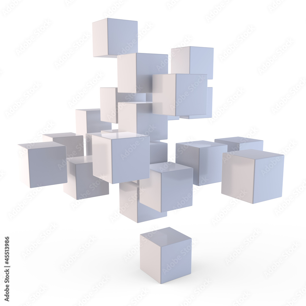 3d cubes puzzle on white background 3d cubes puzzle on white background
