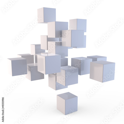 3d cubes puzzle on white background