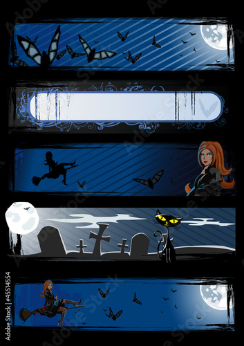Set of vector Halloween banners