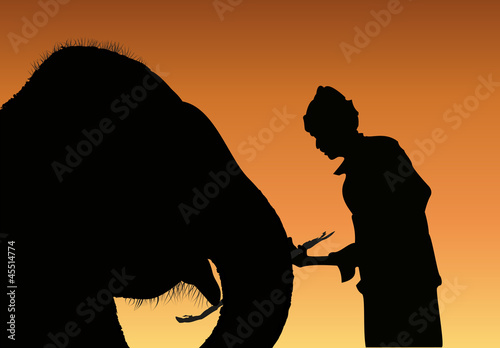 Cornac et son éléphant